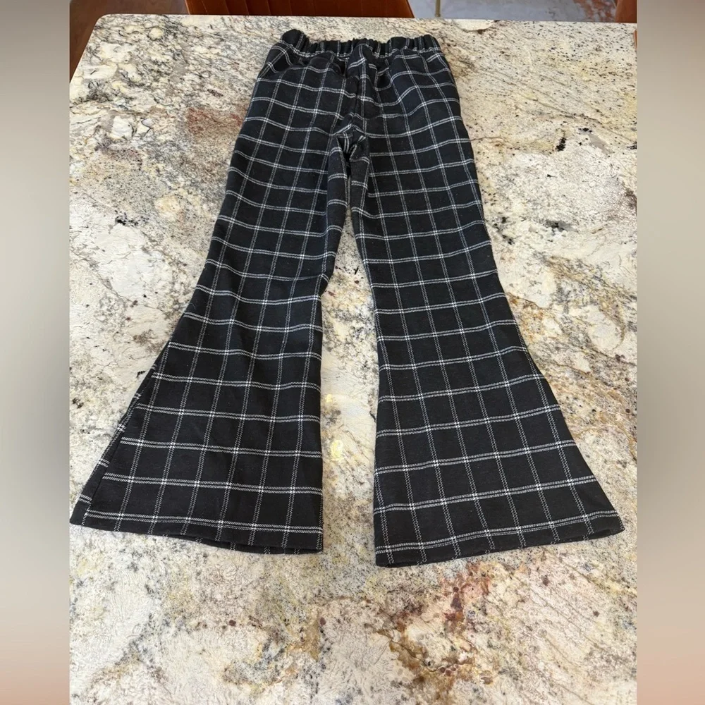 Old Navy Girls Black Checkered Flare Boot Cut Pants Size 8